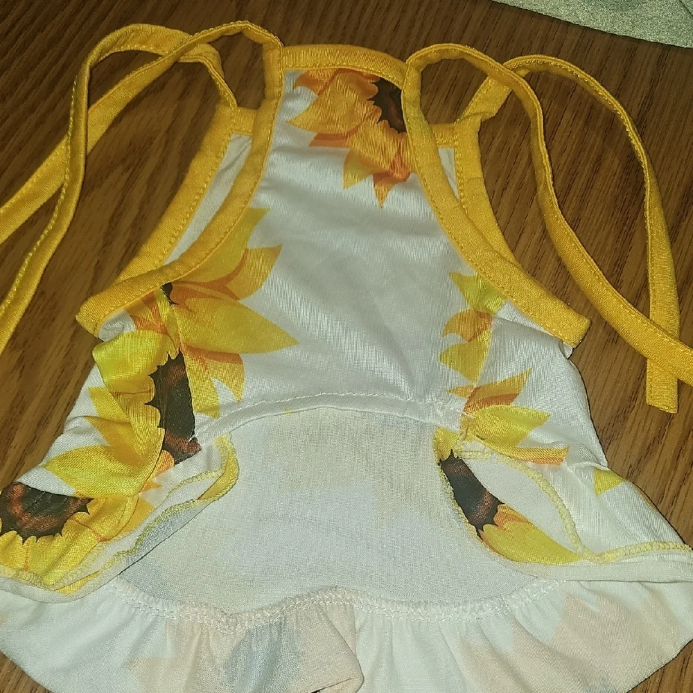 Sunflower Print Dog Dress Size Small